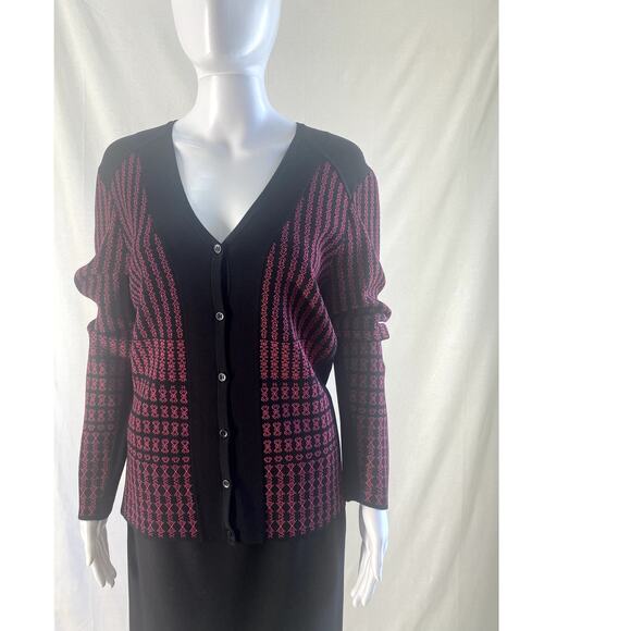 Carlisle Collection Italian Jesrsey Knit Cardigan Sweater  Size L - Picture 4 of 11